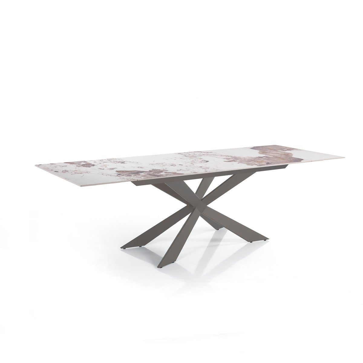 Stół rozkładany MELVIN EVO 120 z ceramiki onyksowej i platynowej podstawy 120/180x80x77 cm