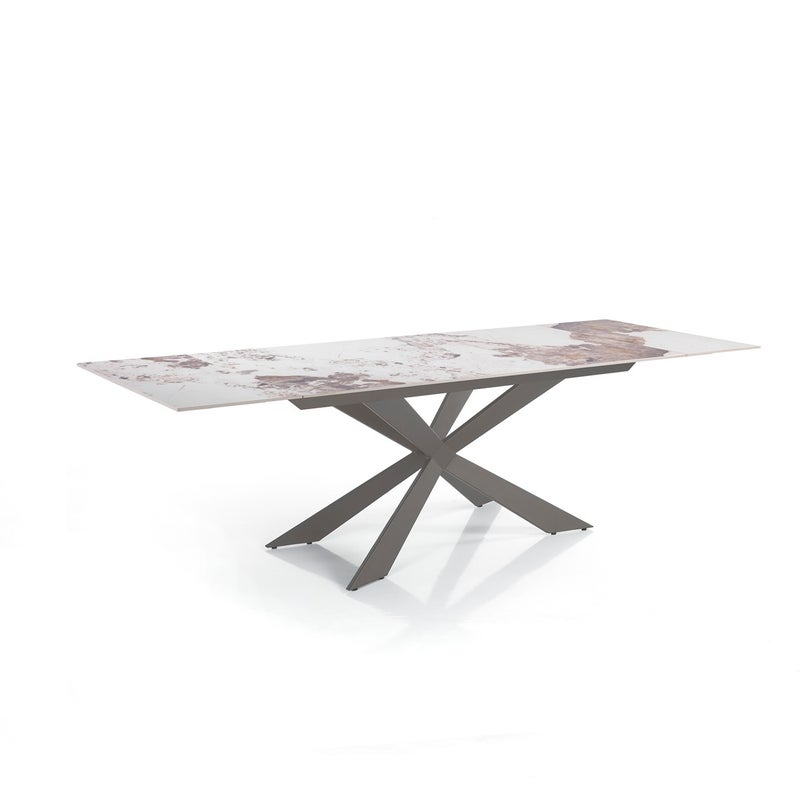 Stół rozkładany MELVIN EVO 120 z ceramiki onyksowej i platynowej podstawy 120/180x80x77 cm