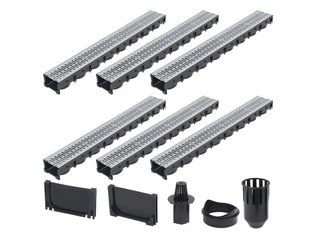 Set 6 canali di drenaggio in acciaio zincato 100 cm 02_0003069 - 6