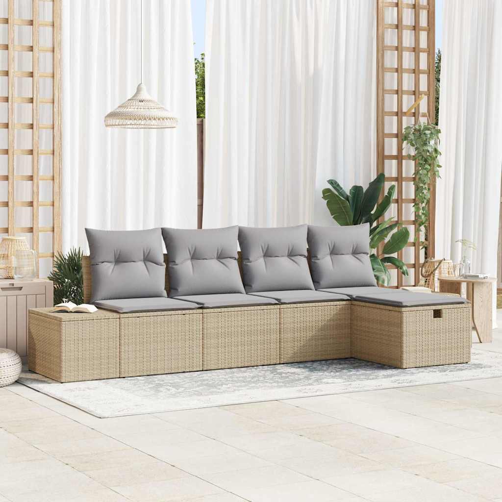 Zestaw Sof z poduszką 5 pcs polirattan vidaXL