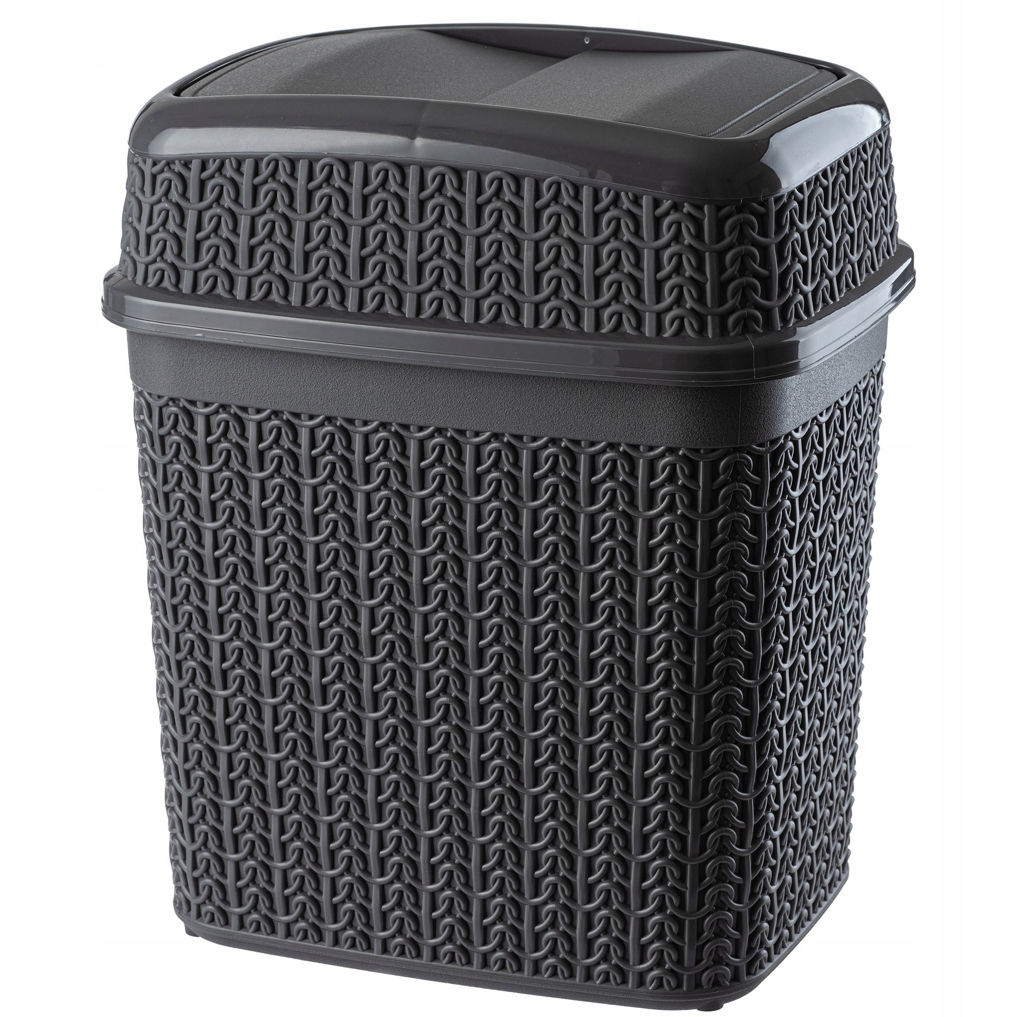 KOSZ NA ŚMIECI ŁAZIENKOWY 5L GRAFIT DO ŁAZIENKI WC ŚMIETNIK UCHYLNY Z KLAPĄ