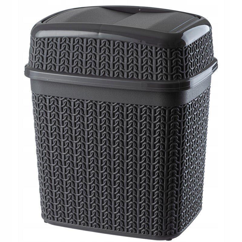KOSZ NA ŚMIECI ŁAZIENKOWY 5L GRAFIT DO ŁAZIENKI WC ŚMIETNIK UCHYLNY Z KLAPĄ
