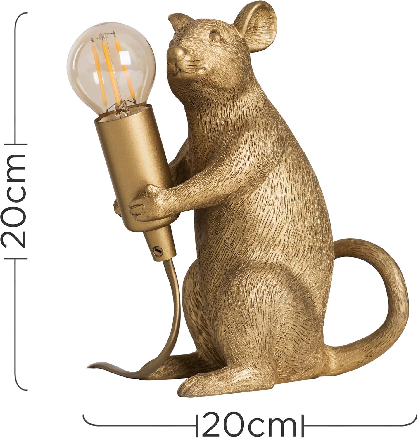 Nowoczesna, malowana, złota, metalowa lampa stołowa z motywem szczura, lampa stołowa do salonu, jadalni, sypialni - 3