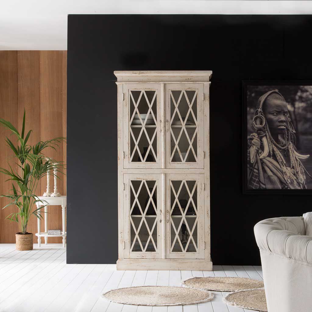 Fijalo  Vitrina De Madera Y Cristal Artesanal Blanco , Leroy Merlin