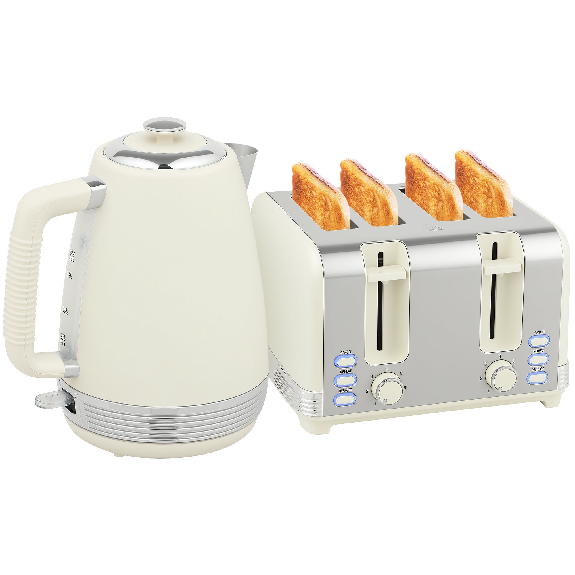 Pack SMEG Bouilloire Petit Format 0.8L 1400W + Grille-Pain 1500W 4 Tranches Années 50 Blanc