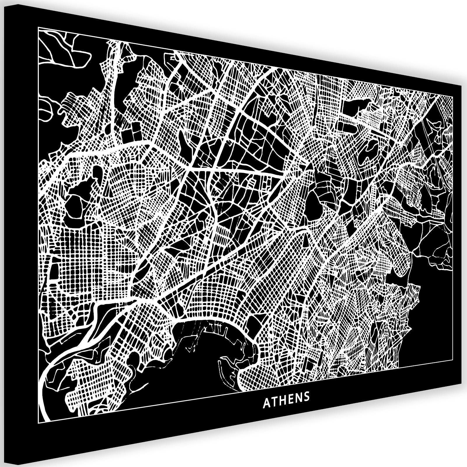 Obraz na płótnie, Ateny - plan miasta 90x60