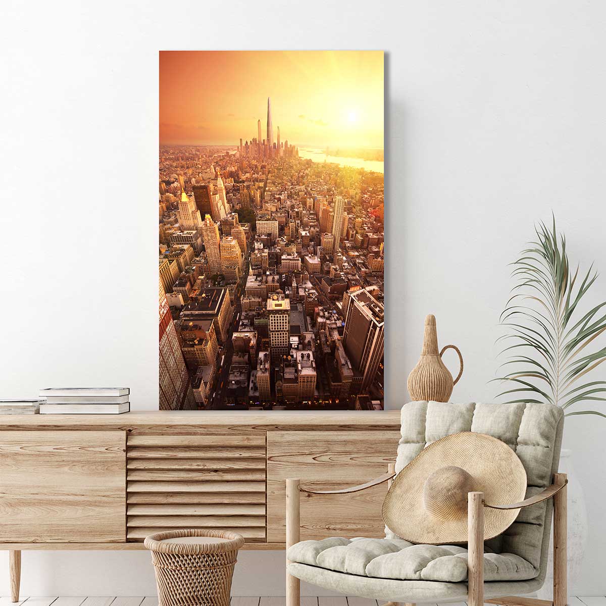Photo Sur Toile 80x60cm Manhattan New York Coucher De Soleil - Impression Haut De Gamme Picanova Pour Décoration Murale Moderne