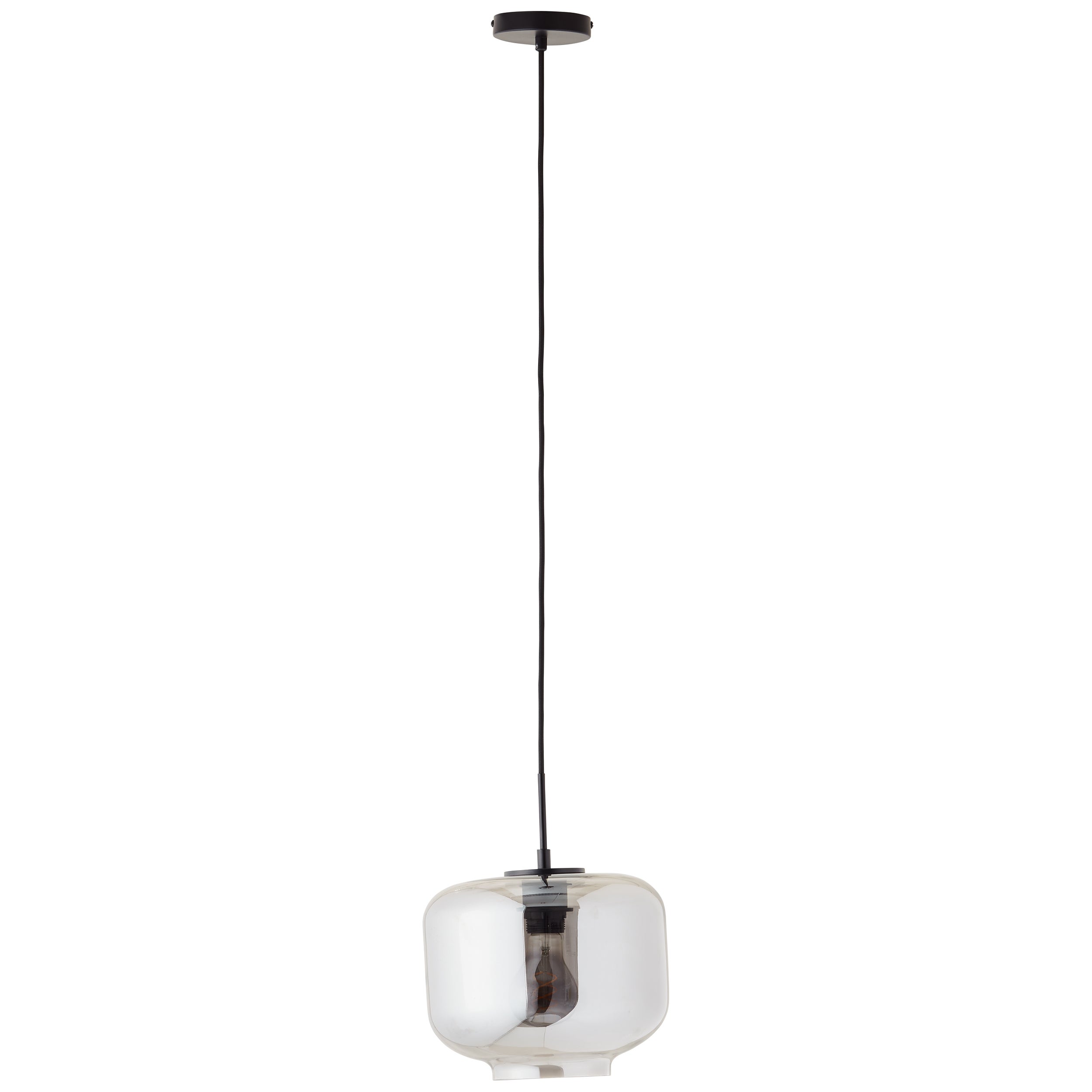 Brilliant Kleon 1-płomienna lampa wisząca czarna/dymione szkło, szkło/metal, 1x A60, E27, 40 W - 2