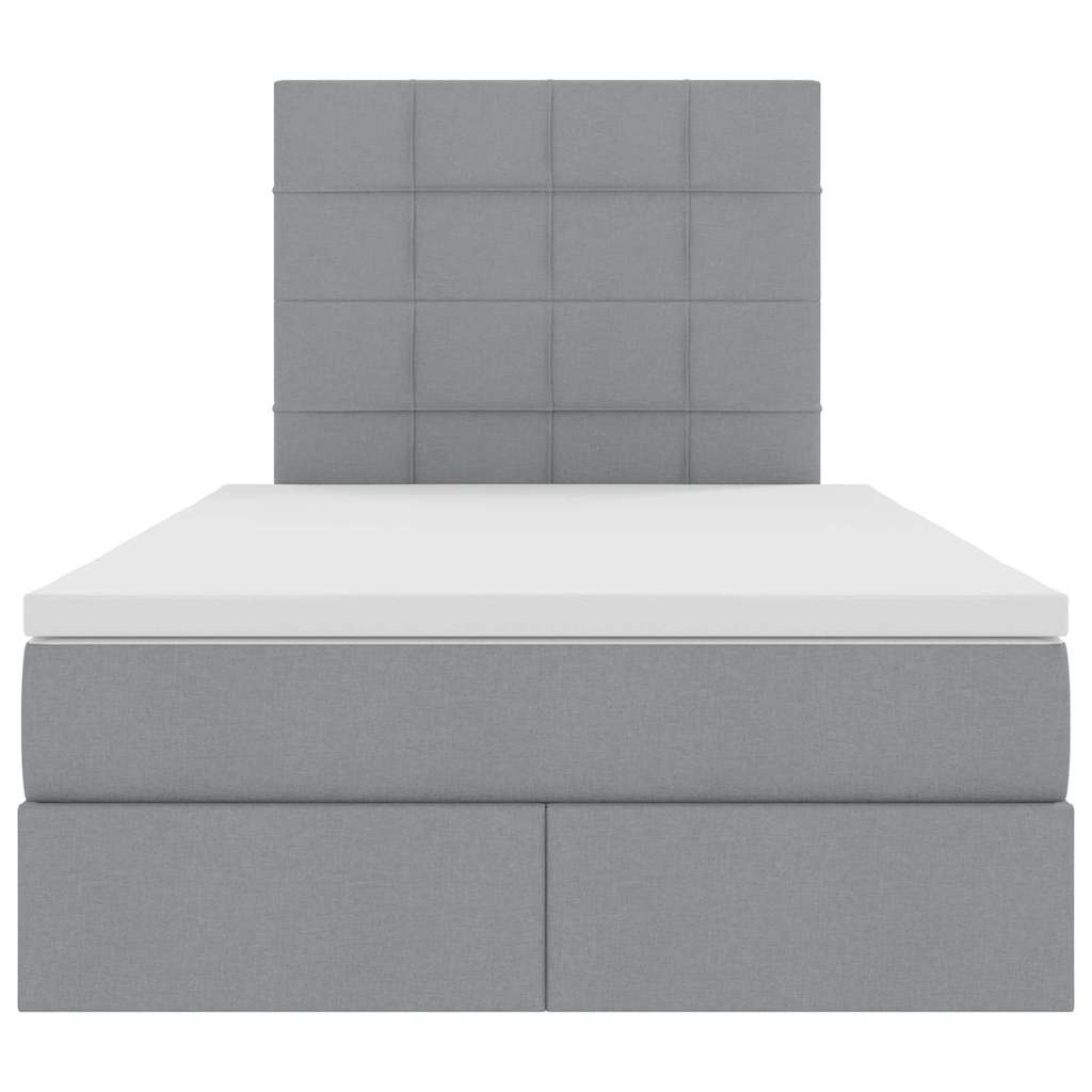 Lit avec rangement et matelas gris clair 120 x 200 cm tissu - 7
