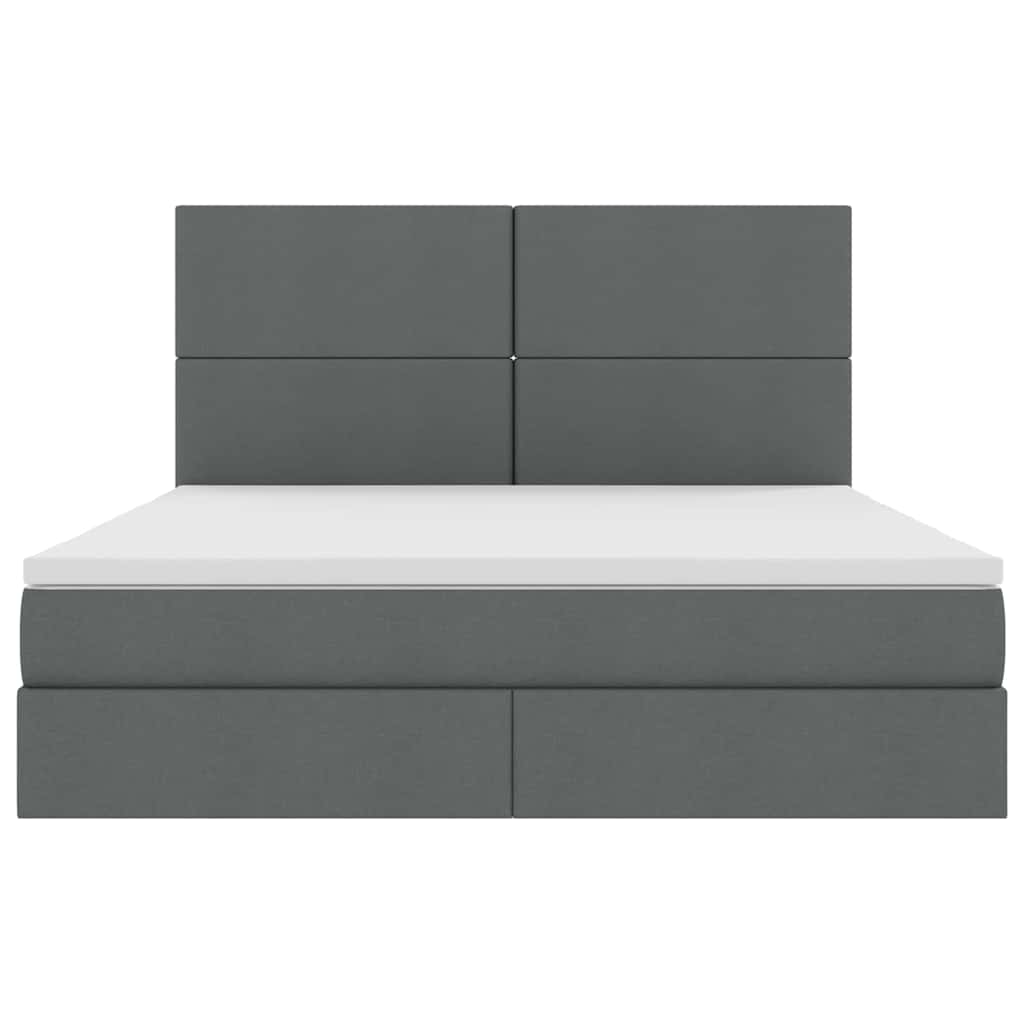 Lit avec rangement et matelas en tissu gris foncé, pour la chambre, 160 × 200 cm - 7