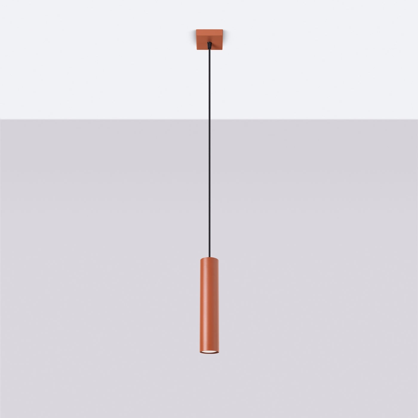 Lampa wisząca TORIS 1 ochra czerwona LED 4000K - 8x8x118cm Sollux