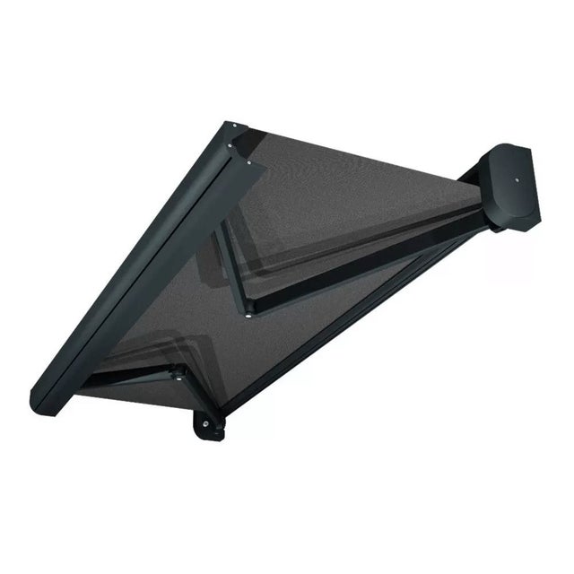 Toldo cofre integral CELESTE 3,00x2,50 M (Motorizado com telecomando e manobra de emergência + LED - Estrutura cinza antracite - Tela cinza escuro)