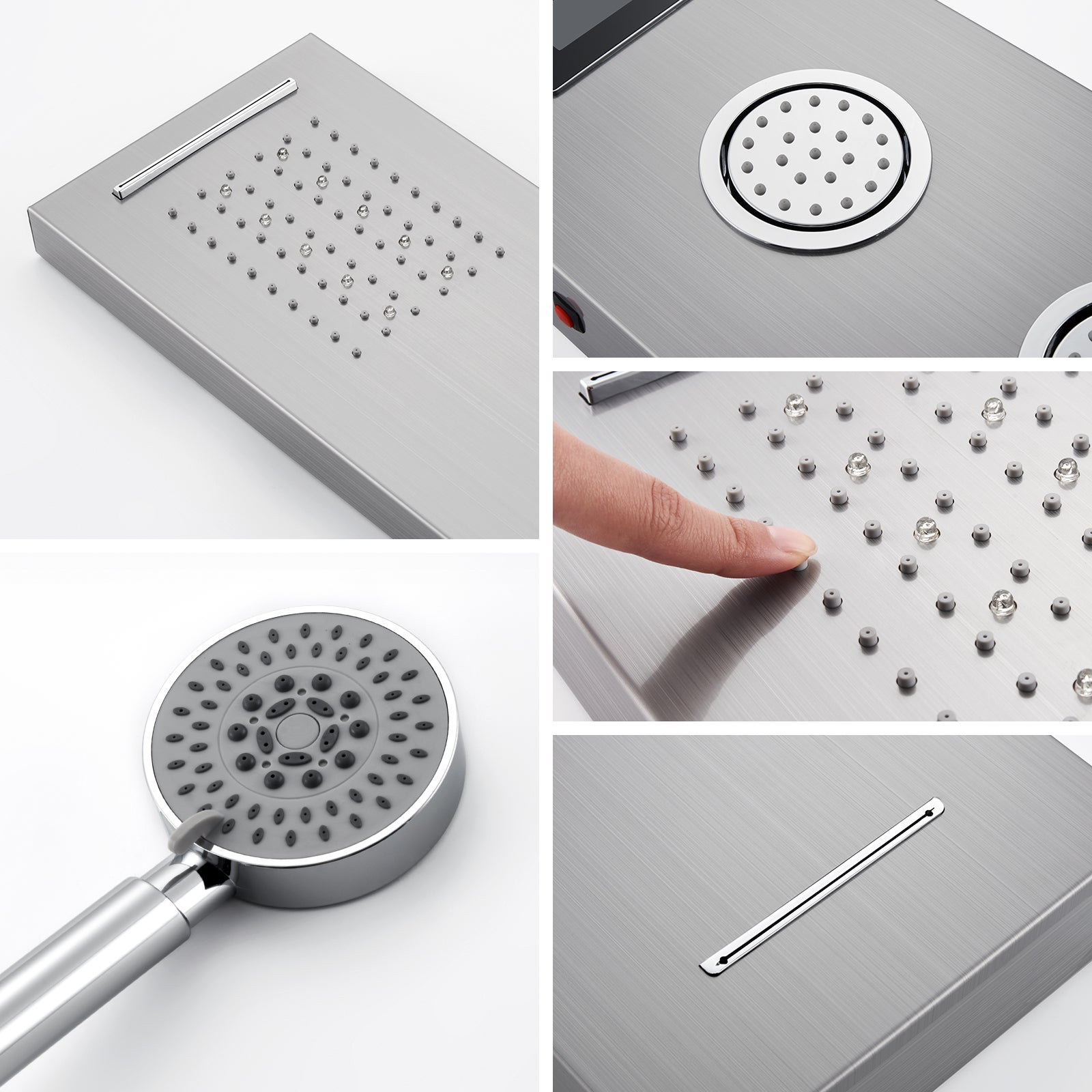 Panneau Douche AuraLum Max Colonne Douche Hydromassante LED Panneau de Douche en Acier Inox Brossé avec 3 Jets de Massage pour Salle bain,EU Modèle - 2