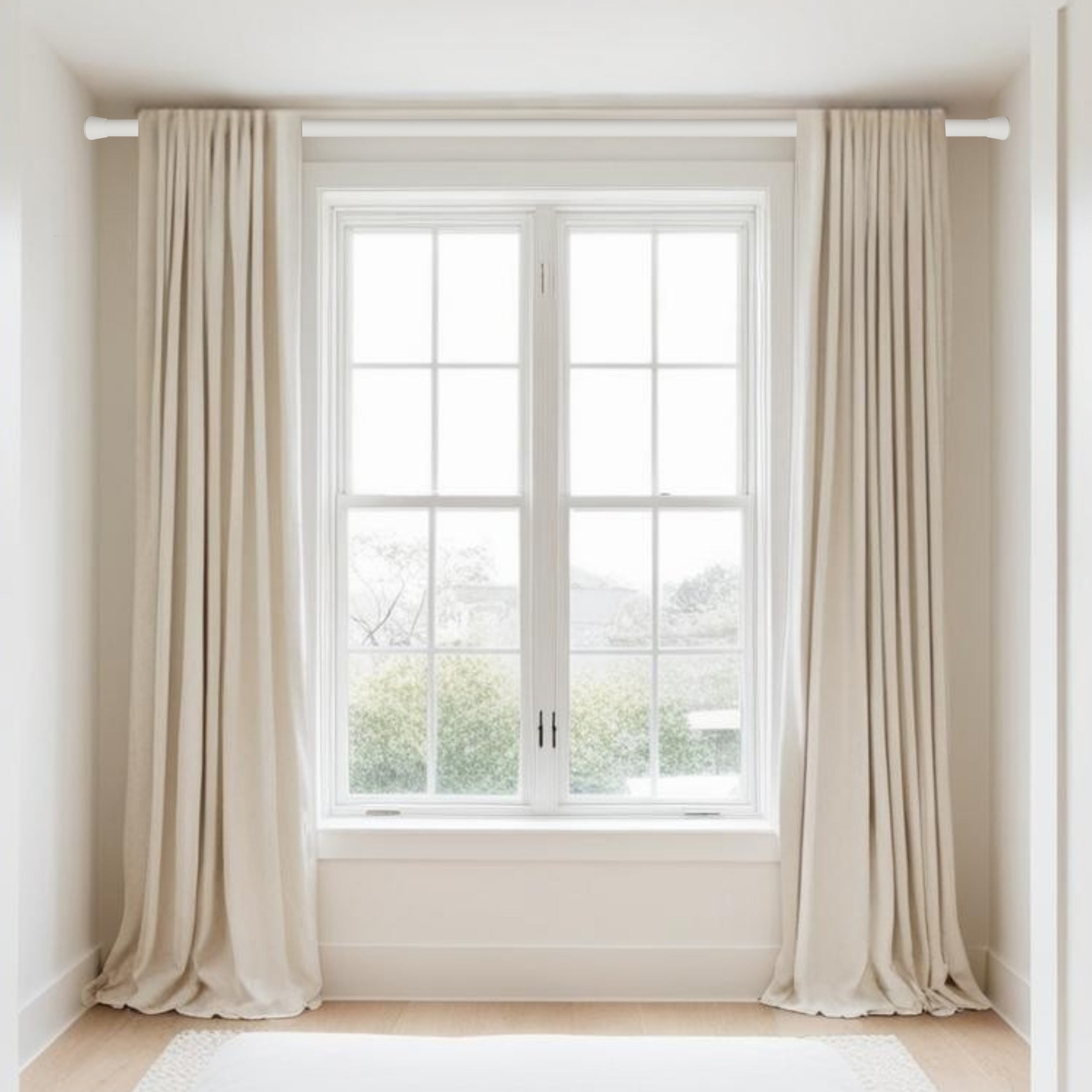 Barre de rideau extensible sans perçage Ø28 mm en métal, Installation facile, Barre de rideau Premium, CINTACOR Blanc 70-120 cm - 6