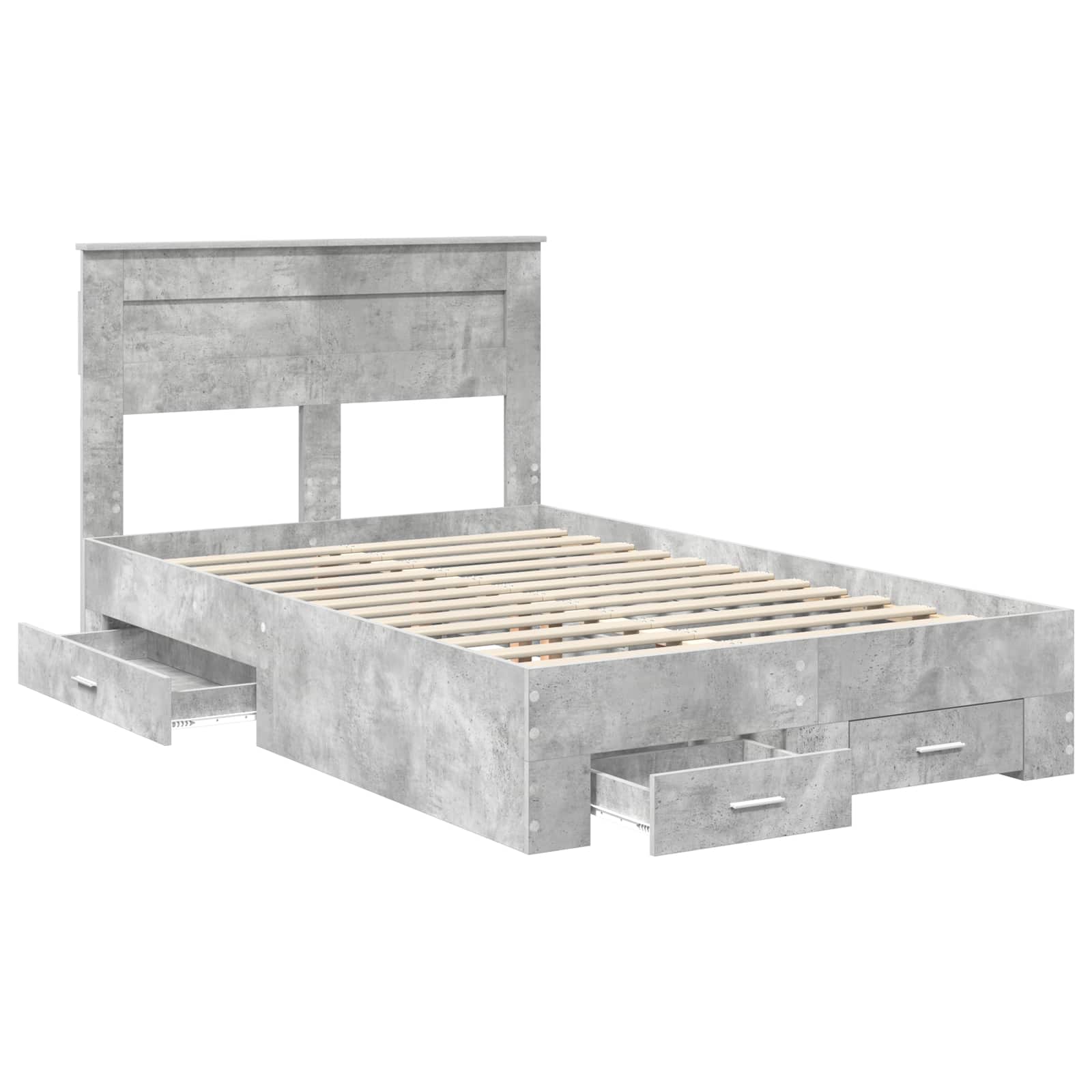 Cadre de lit gris béton 135 x 190 cm panneau de bois - 5