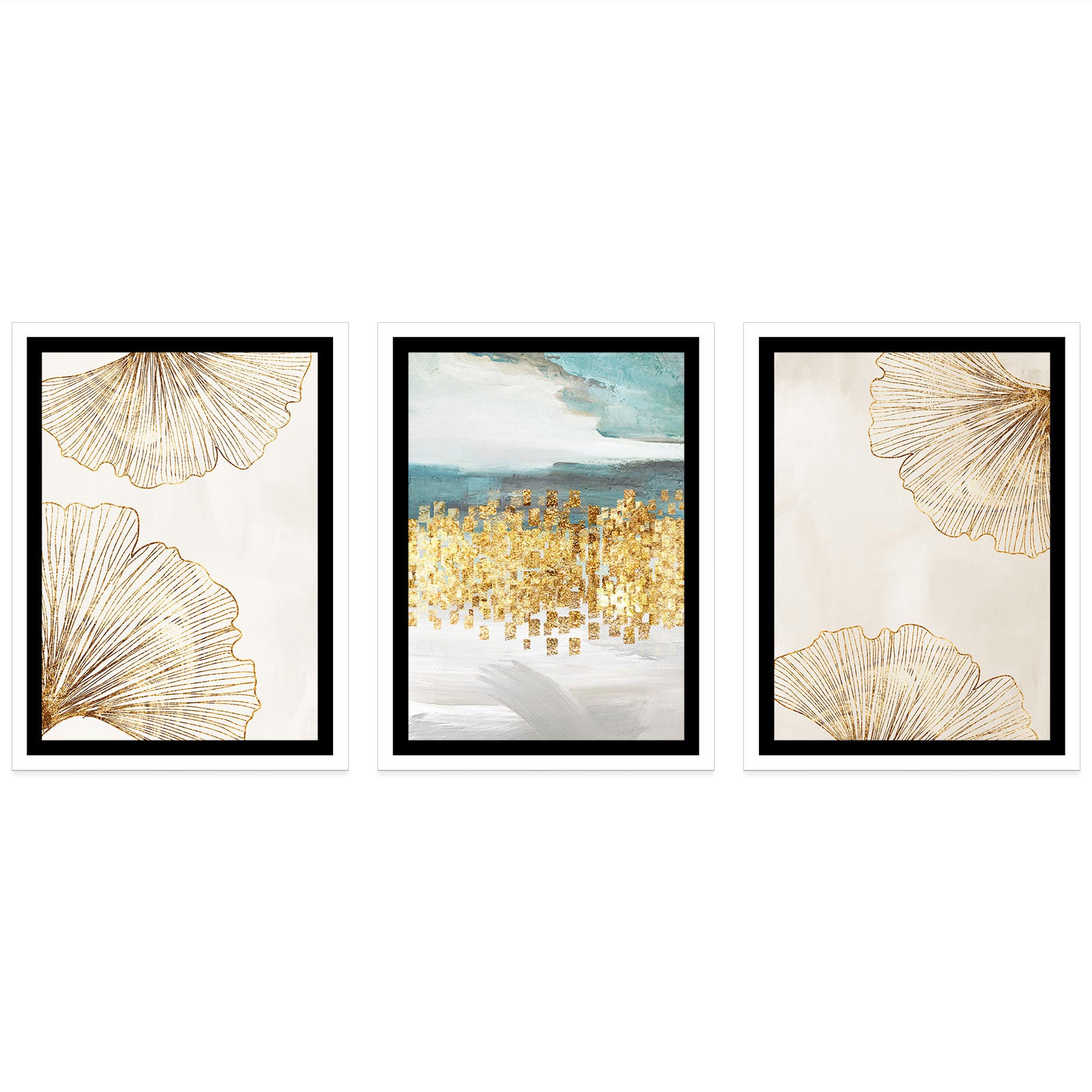 Lot de 3 Affiches / Posters Triptyque - Fleurs 3617689990675 - Bordure Noire et Blanche - 3 Affiches - 21x29,7 cm (Cadres non fournis) - 4