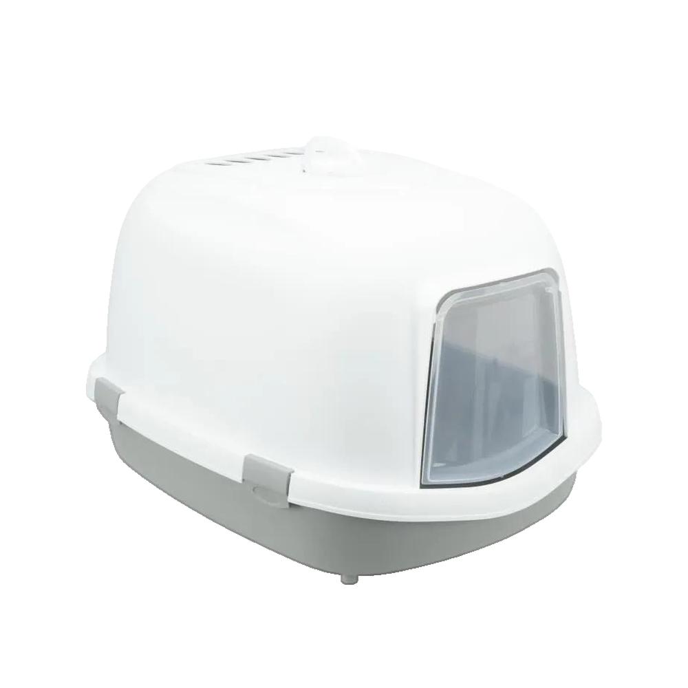 Trixie bac a litiere primo top avec couvercle - xxl - 56 x 47 x 71 cm - gris et blanc - pour chat