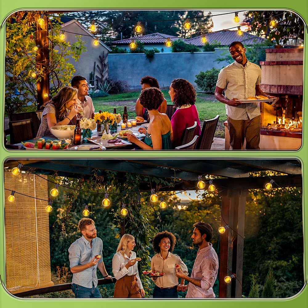 Cordão de Luzes para Exteriores de 15 m/50 pés - Cordão de Luzes LED para Jardim com 26 Lâmpadas G40, IP44 à Prova D'água, Luz Quente, para Pátio - 5