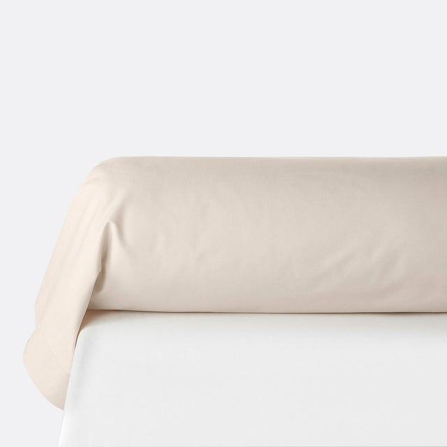 Taie de traversin unie en polycoton, Scenario - Beige galet - 85 x 185 cm