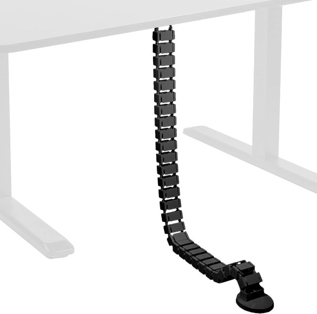 Kit de gestion des câbles sous bureau, organisateur de câbles flexible à quatre entrées réglable, adapté au bureau à domicile, （noir，120cm）