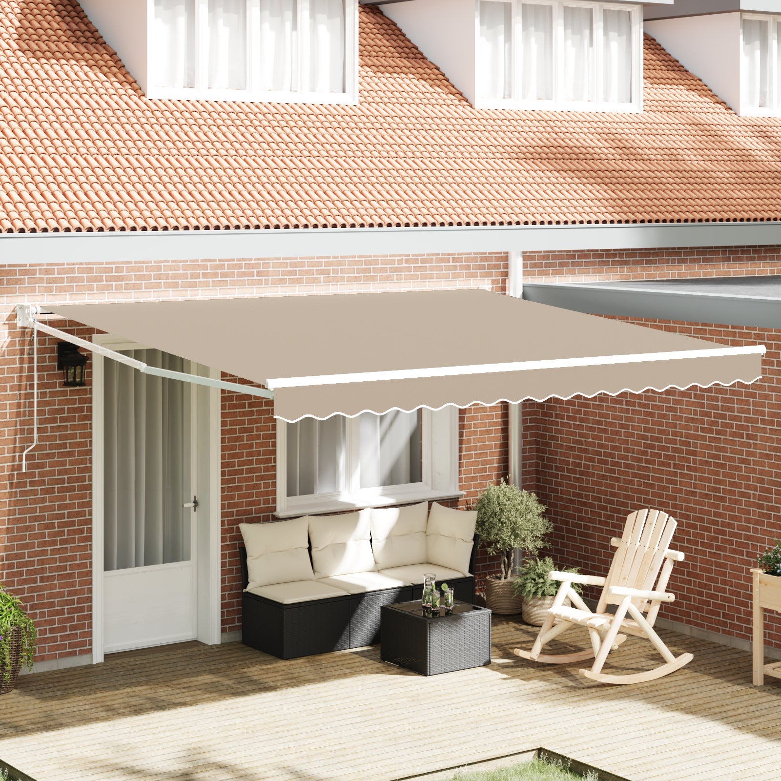 Toldo retráctil automático vidaxl beige 400x300 cm, tela de reemplazo para toldo vidaxl para marco de 4x3 m beige