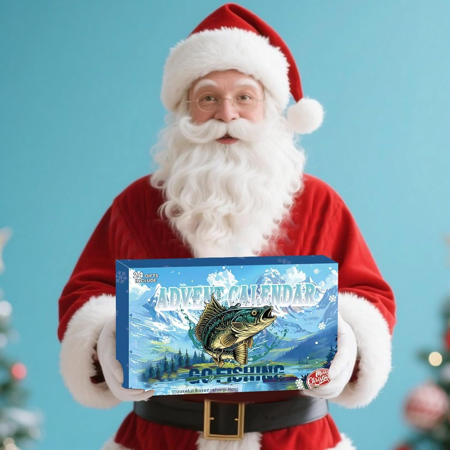 Świąteczny kalendarz adwentowy, Zestaw wędkarski 24 w 1 z narzędziami i przynętami, świąteczny kalendarz odliczający czas, prezent świąteczny - 7