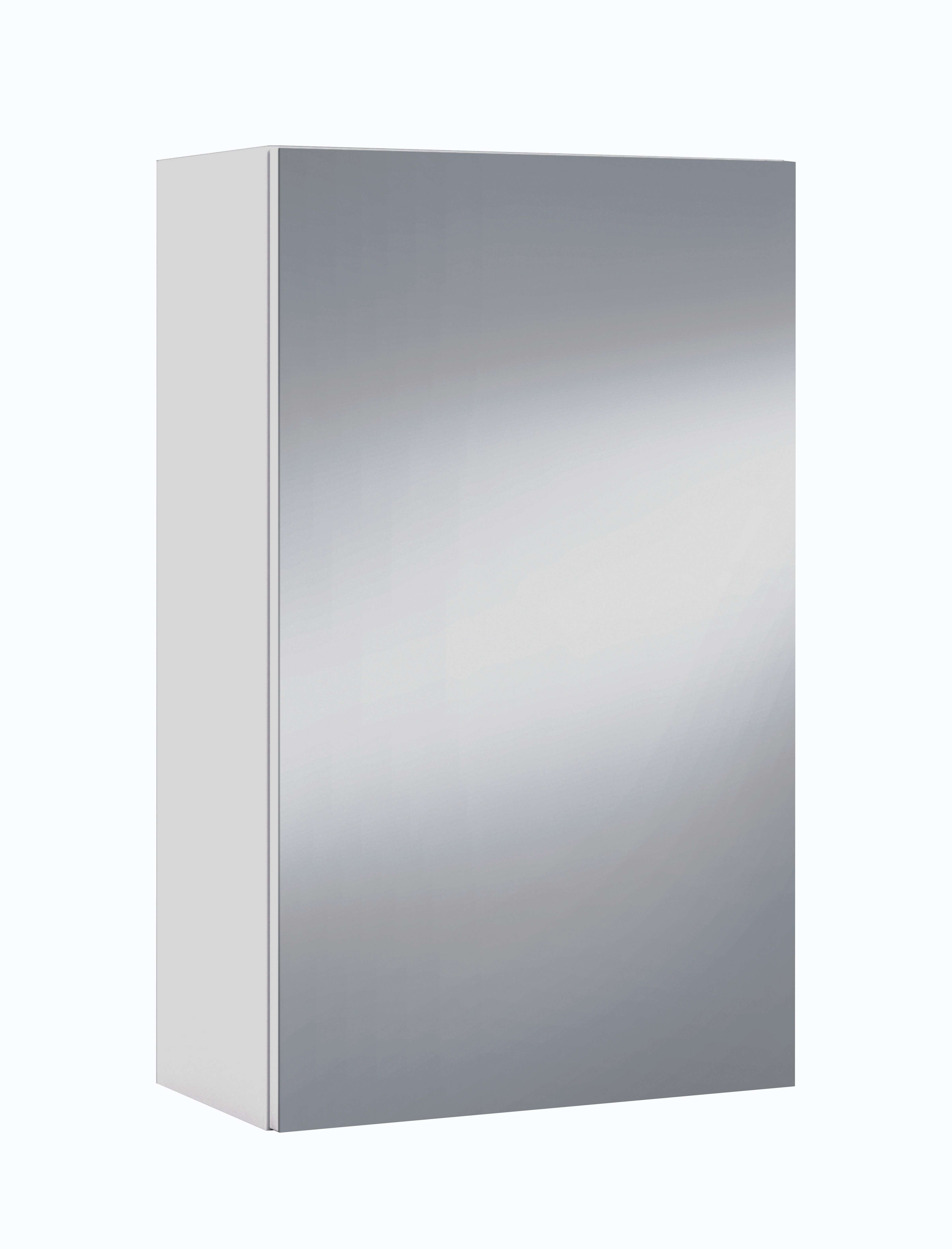 Pack armario de baño con espejo + 3 estantes color blanco brillo aseo almacenaje 60x65x21 cm