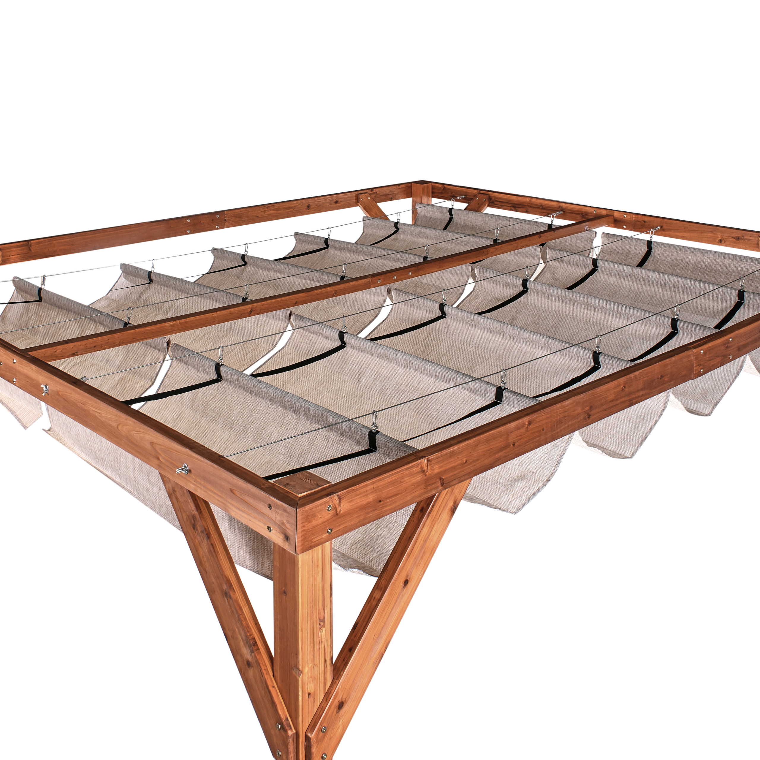 Beliani Cenador VILLAROSA Madera de abeto 320 cm 380 cm Marrón/Beige - 7