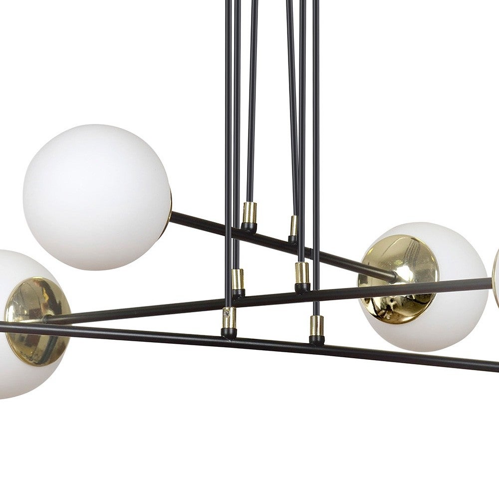 Lampada a sospensione Signo 6 luci nera con sfere in vetro bianco 6xE14 - 6