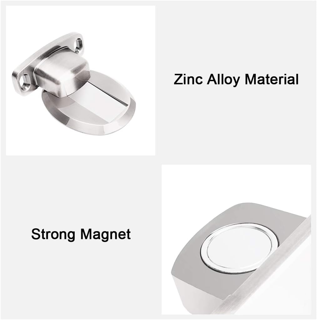 Mocny magnetyczny metalowy ogranicznik drzwi – wytrzymały ogranicznik drzwi z ukrytymi śrubami samoprzylepnymi 3M, montowany na podłodze