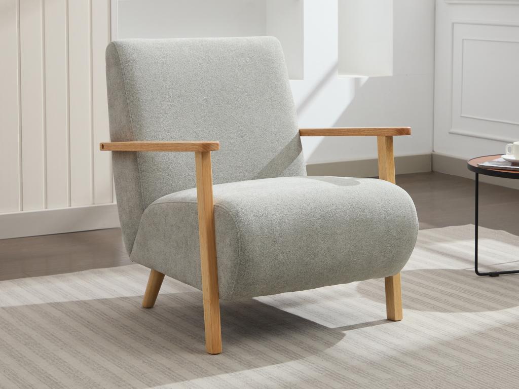 Fauteuil En Velours OLY Urban Living - Pieds En Bois - Dimensions 74x70x85 Cm - Noir - Design Moderne