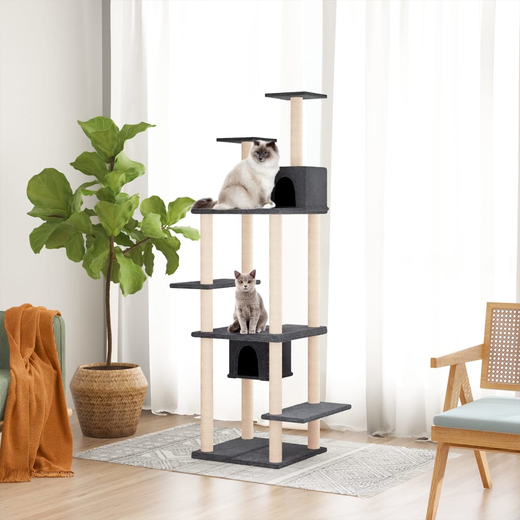 Arbre à chat avec griffoirs en sisal Gris foncé 176 cm vidaXL | Leroy ...