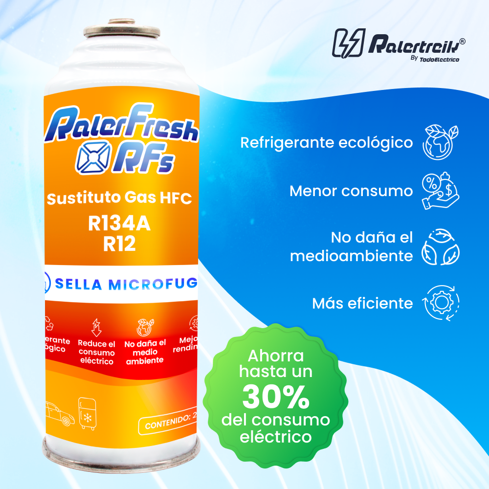 2 gaz réfrigérants Ralerfresh RF pour climatisation ou réfrigérateur de voiture, substitut au gaz R12 et R134A avec kit manomètre - 2