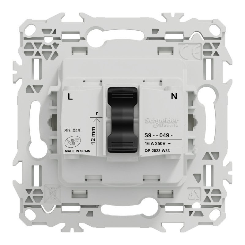 Prise de courant à puits spécial rénovation 2P+T Odace Schneider Electric - 16A - A vis et griffes - Blanc - 5