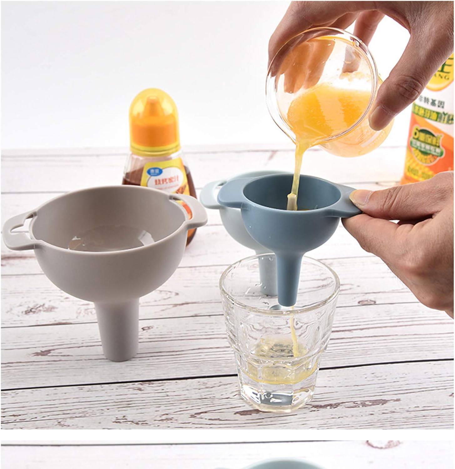 Entonnoir De Cuisine Plastique Funnel Set Ustensile de Cuisine Entonnoir Avec Filtre Entonnoir Plastique Empilable avec Poignée Entonnoir Cuisine - 4