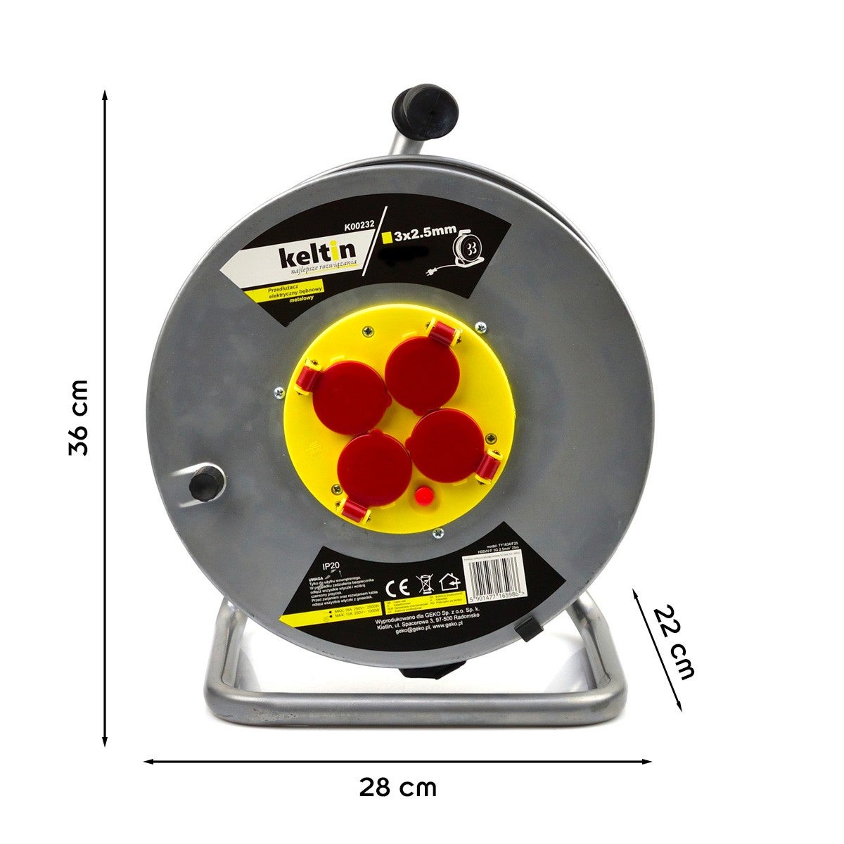 Enrouleur électrique 4 prises 16 A - IP20 - câble H05VV-F 3G 2,5 mm² 25 m - 4
