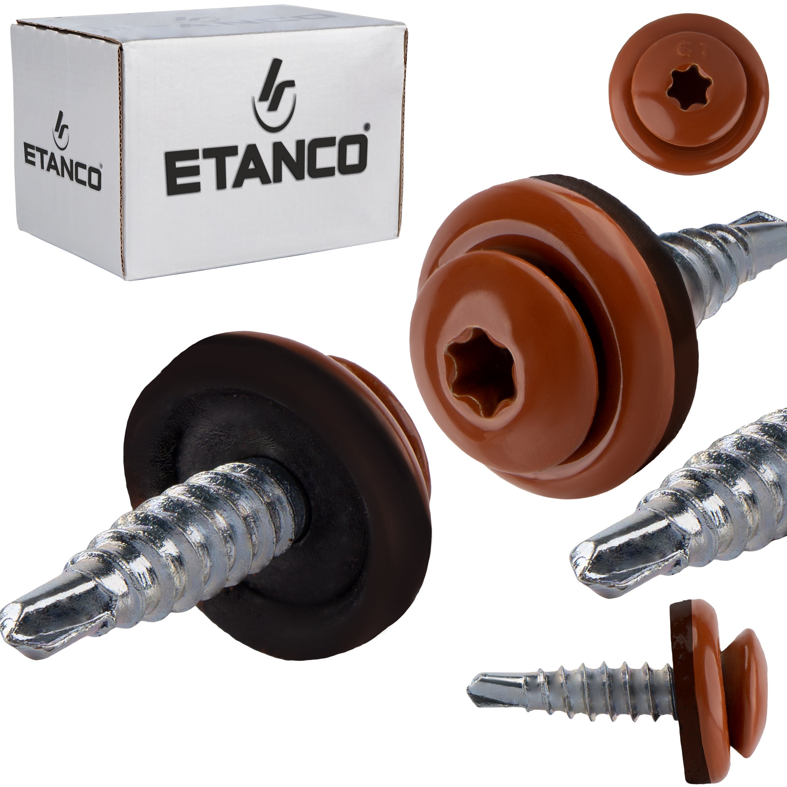 Wkręty farmerskie Etanco GTF02P 4,8x20 mm RAL 8004 samowiercące 250szt