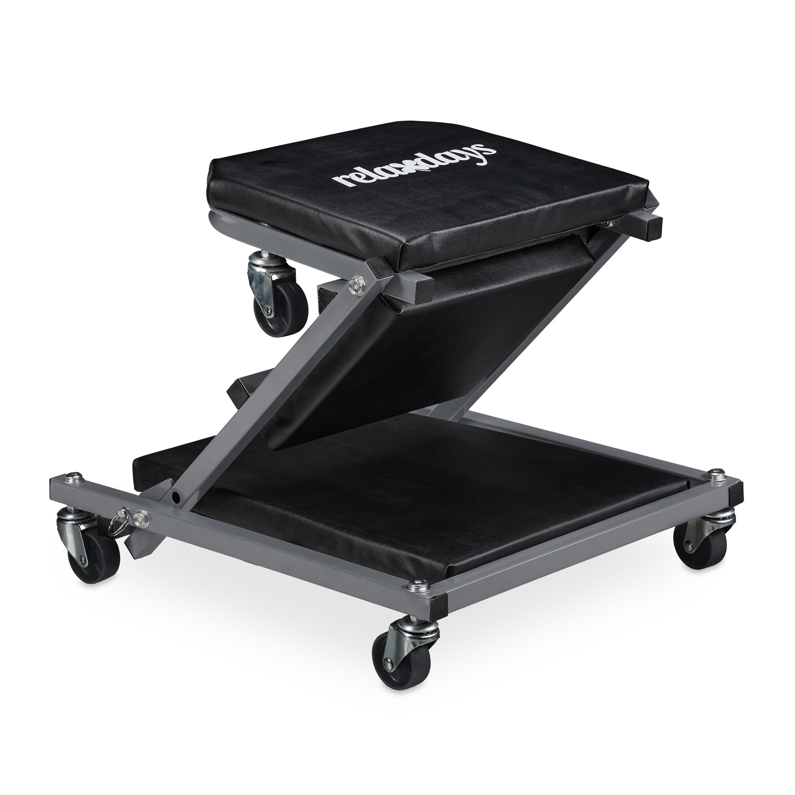 Relaxdays Carrello Sotto Auto da Meccanico, Sgabello Officina con