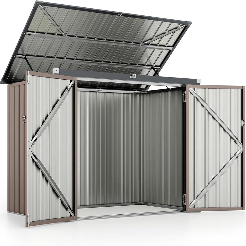 Metalowa altana ogrodowa 1,51 m², altana ogrodowa z ocynkowanej stali z zatrzaskiem, dach podnoszony za pomocą sprężyny gazowej, ciepły szary kolor