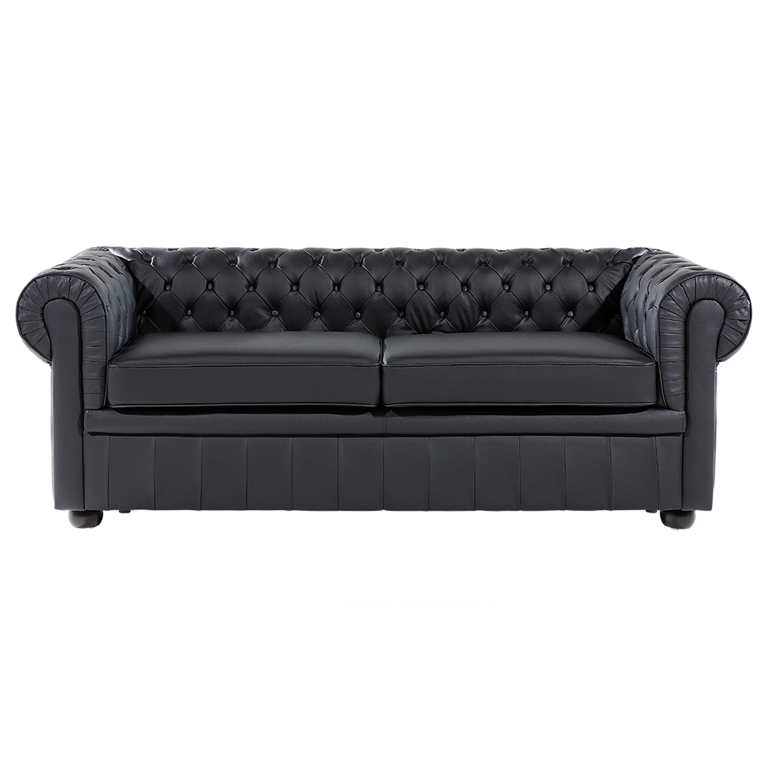 Beliani Sofá Chesterfield Piel 3 Plazas Negro , Leroy Merlin