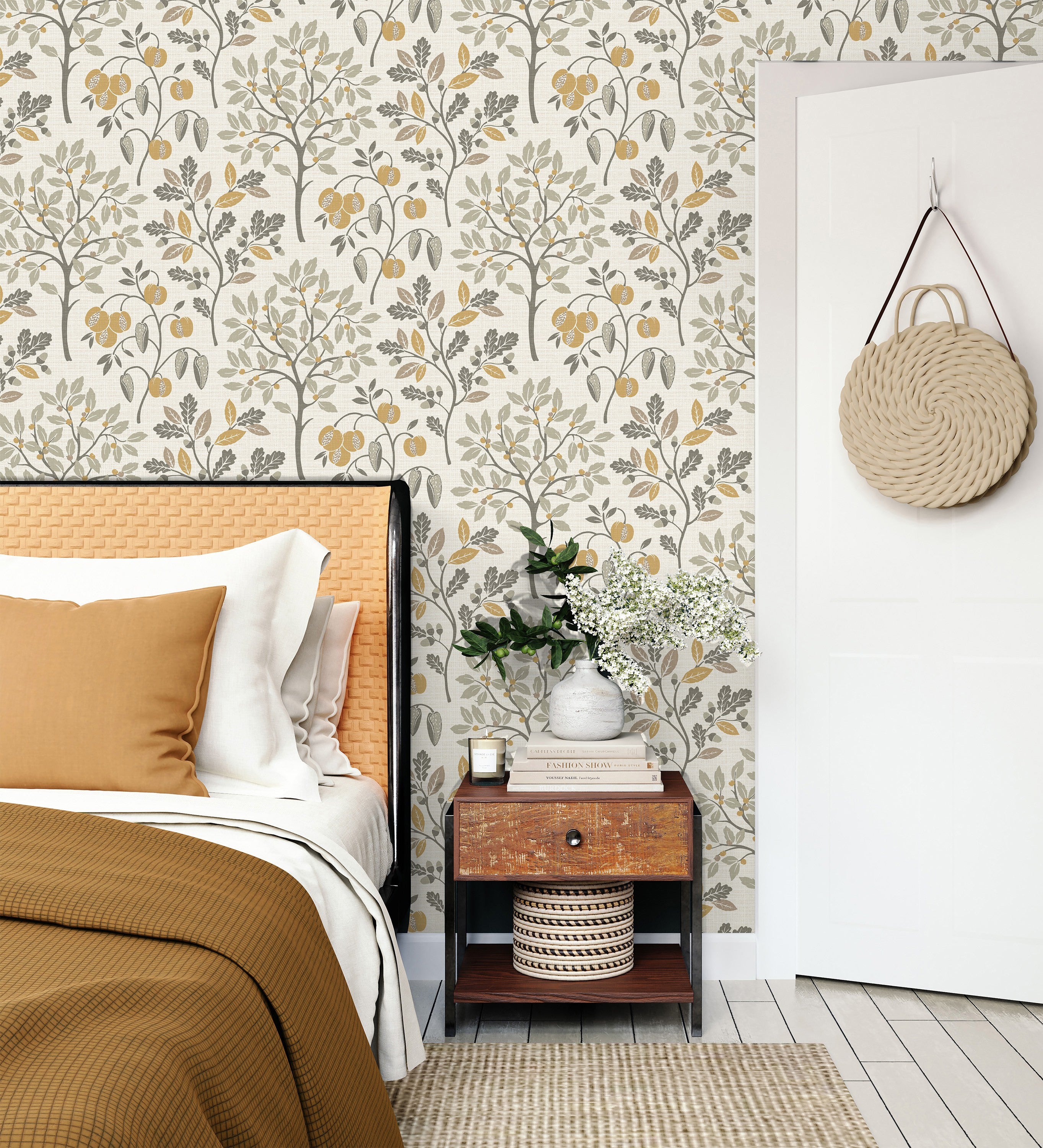Papel pintado de dibujo de plantas y frutos ligeramente texturizado - Maison Cheryl 682393 de GAULAN - Rollo de 10 m x 0,52 m - 4