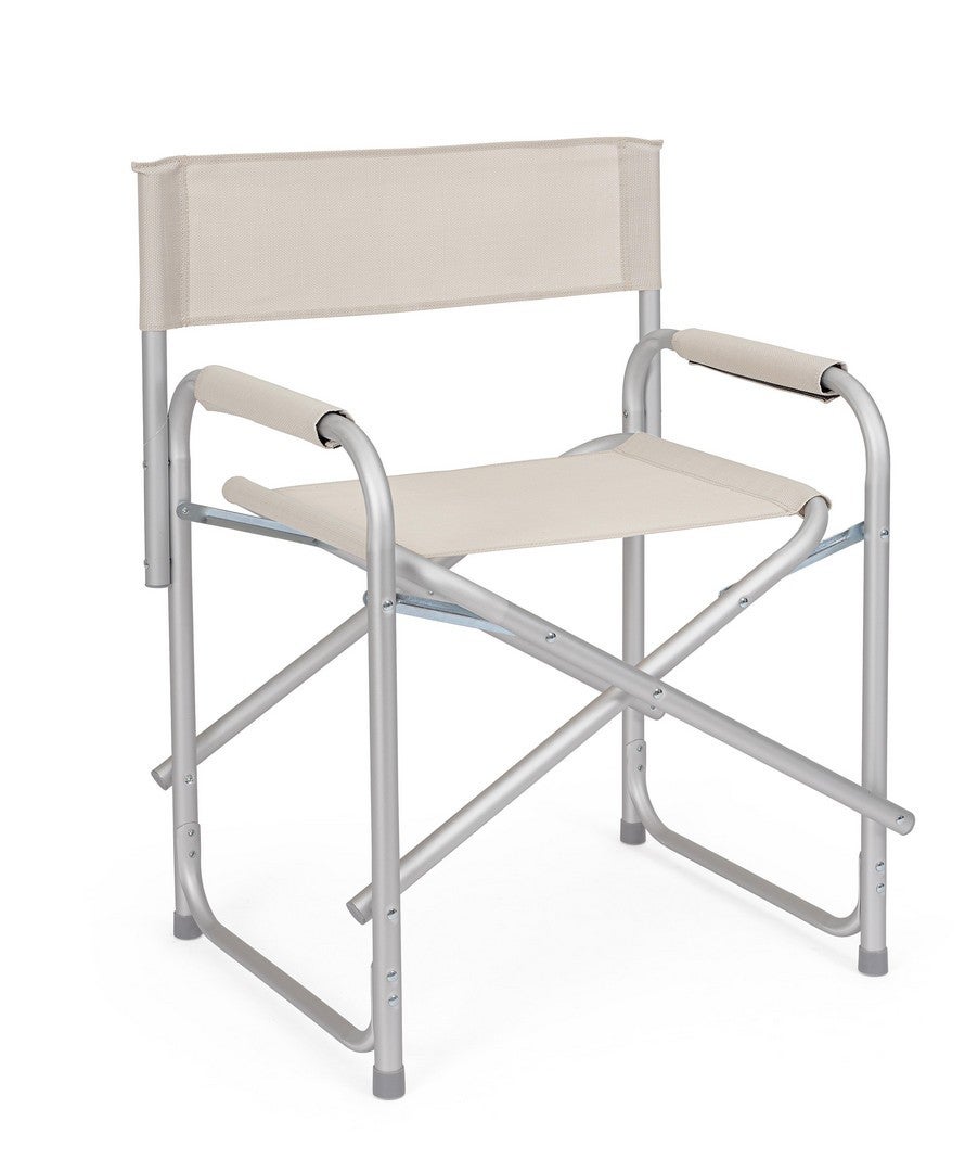 Zestaw 4 krzeseł reżyserskich do użytku na zewnątrz z anodowanego aluminium i tkaniny tekstylnej, kolor szary