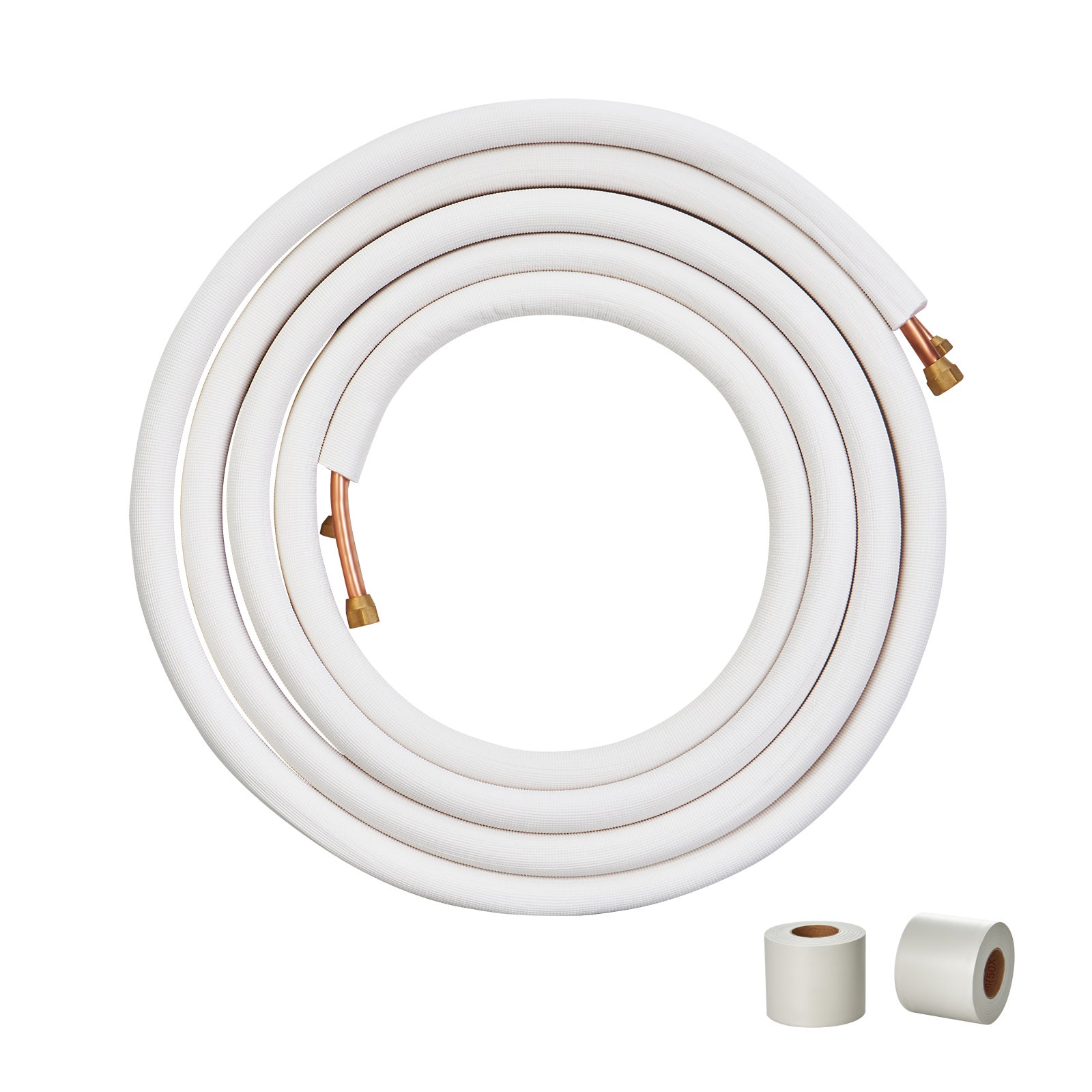 Zestaw 25FT Mini Split Line, rury miedziane o średnicy zewnętrznej 1/4" i 3/8" z trójwarstwową izolacją, do mini klimatyzatorów typu Split, urzą VEVOR