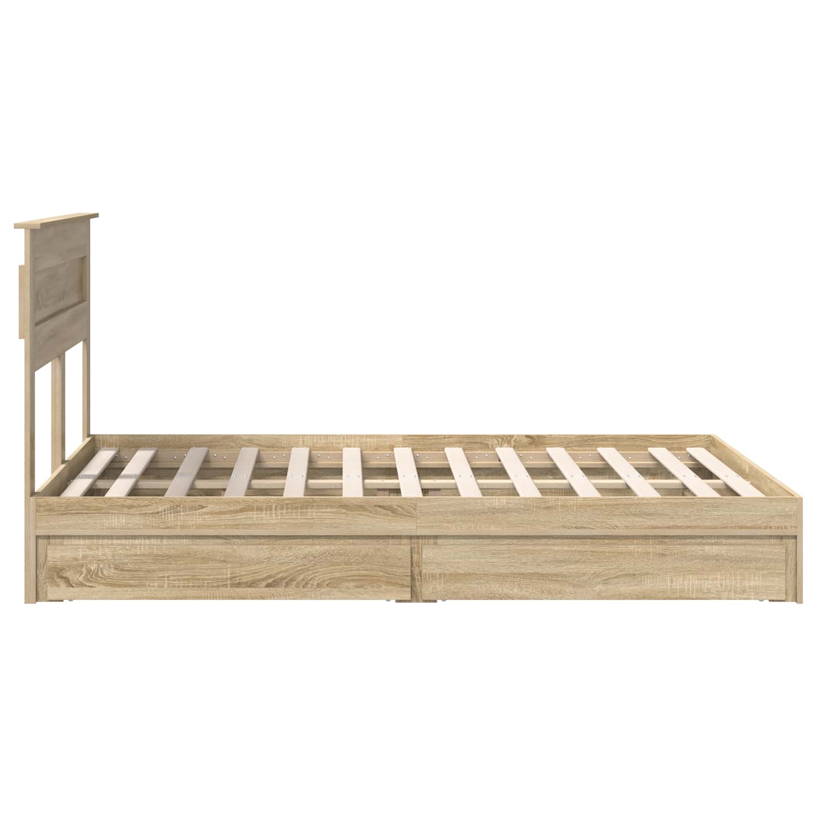 Lit de rangement chêne 140 x 190 cm panneau de bois - 9
