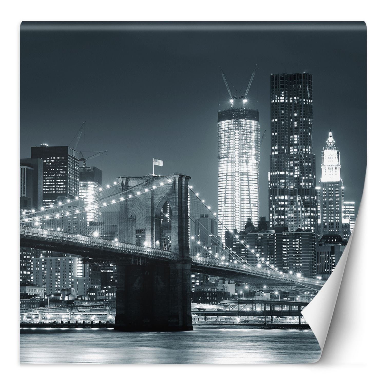 Fototapeta, Most brookliński nocą Nowy Jork czarno biały 250x250