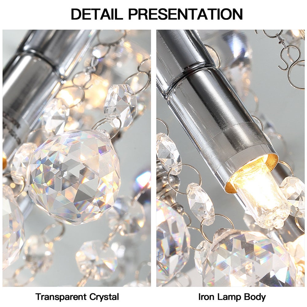 Lampadario moderno in cristallo da 30cm-Lampadario G9, intarsiato con cristalli scintillanti,adatto per soggiorno, camera da letto-senza fonte di luce - 6