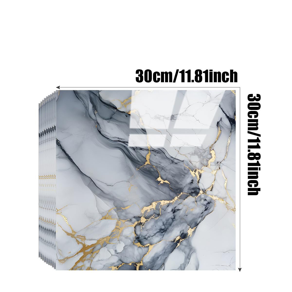 Lot de 10 panneaux muraux de salle de bain auto-adhésifs imperméables à texture marbre, autocollants de carrelage en PVC auto-adhésifs (03, 30 x 30cm) - 4