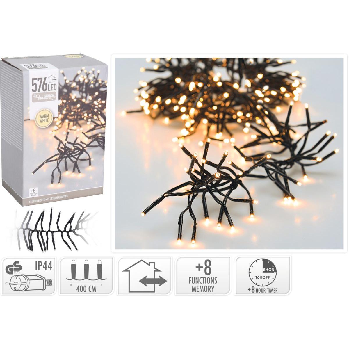 Lampki choinkowe Łańcuch Świetlny 576 Led Timer Ciepły Biały - 3
