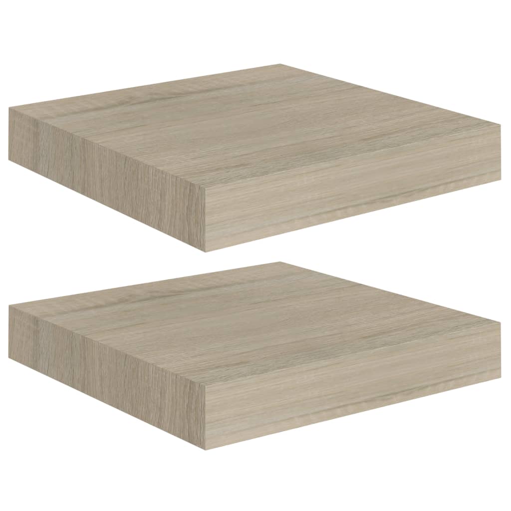 étagères murales flottantes 2 pcs chêne 23x23,5x3,8 cm MDF - 2