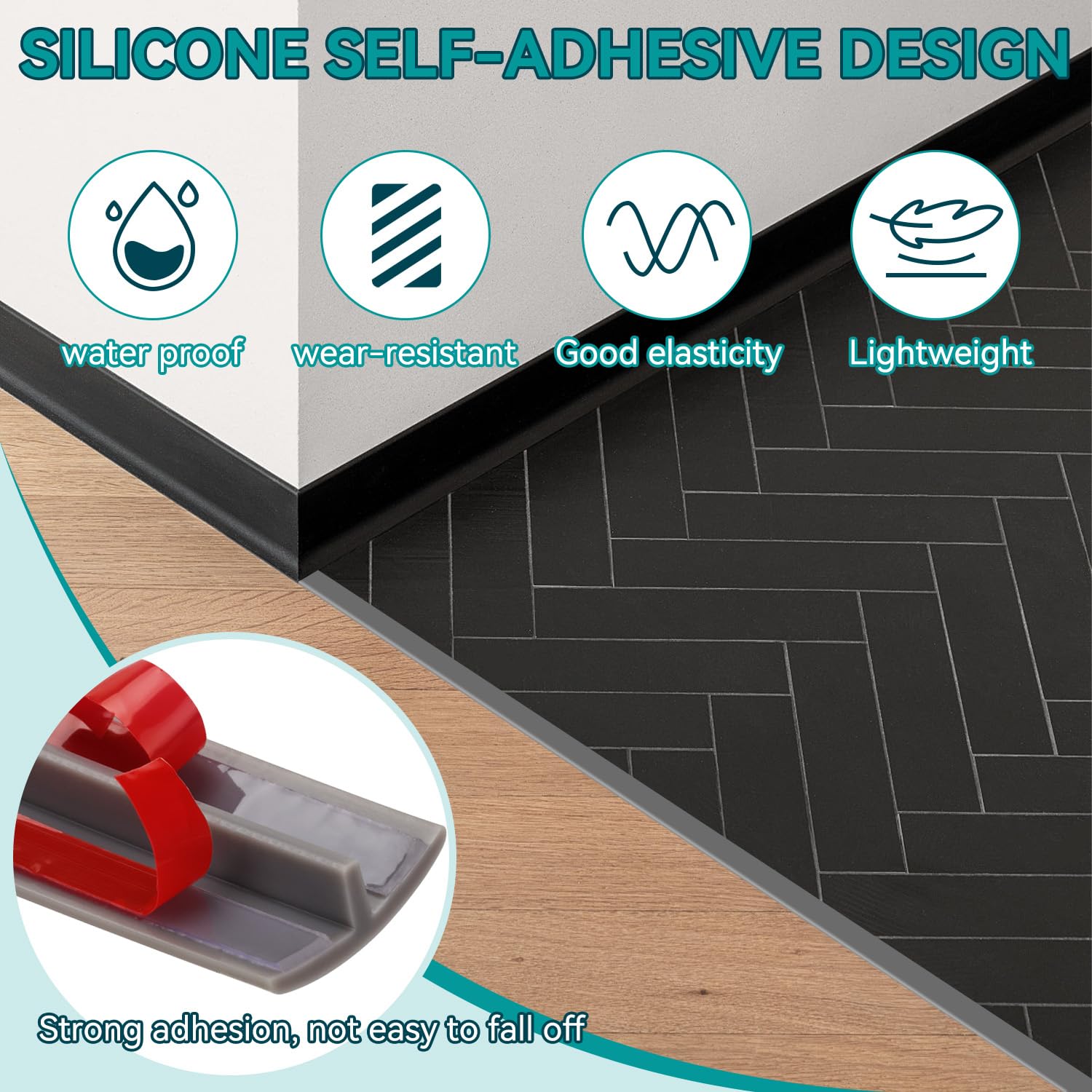 Barre de Seuil en T Transition Sol Auto Baguettes de Finition en T Pour Seuil Ou Jonction Parquet Carrelage C'est Idéal (Gris, 300cm*2cm) - 4